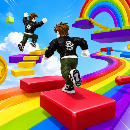 Play Obby Rainbow Parkour Two Player now!